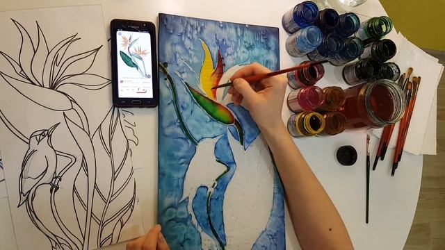 Холодный батик, рисуем тропические цветы смотреть онлайн