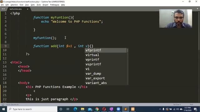 Learn Functions in PHP | PHP functions tutorial | PHP Full Course | Chapter-9
