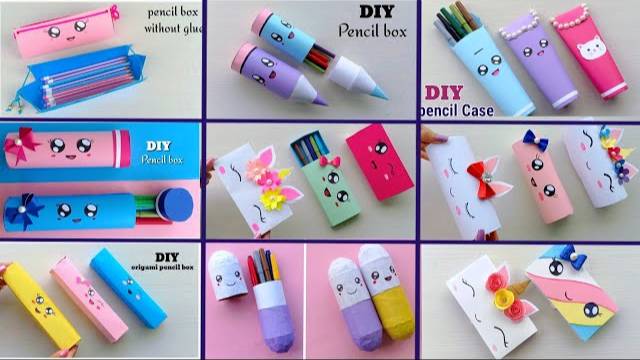 How to make paper pencil box / DIY origami pencil box / paper pencil box /origami / school project
