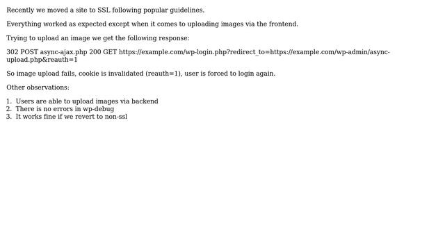 Wordpress: frontend upload return async-ajax.php 302