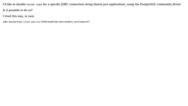 Databases: Disable nestloops into the Postgresql JDBC connection смотреть онлайн