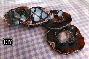 ПОДСТАКАННИКИ ИЗ ЭПОКСИДНОЙ СМОЛЫ Срезы камня своими руками..mp4