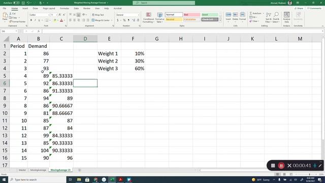 Weighted Moving Average Forecasting Using Microsoft Excel смотреть онлайн