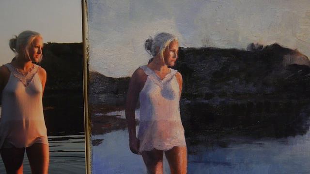 Landscape Oil Painting - How to Paint a Girl in Seascape from Photo - Artist Knut Andre Vikshåland смотреть онлайн