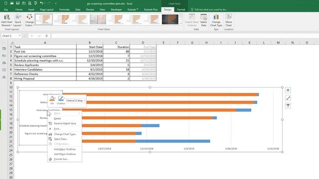 Create a Gantt Chart in Excel 2016/2019/365 for Task Management