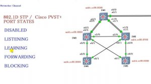 Состояние портов STP 802.1D и Cisco PVST+