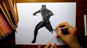 3D Pencil Drawing: Marvel's Black Panther - Speed Draw | Jasmina Susak