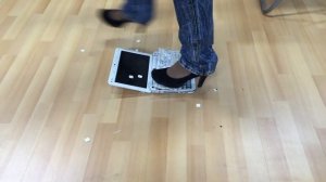 Girl trample and crush netbook laptop with high heels part 5