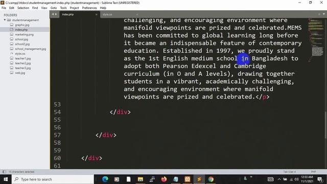 #2 Creating Website Using Html, CSS & Bootstrap | Student Management System Project Tutorial In PHP
