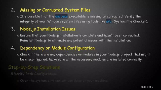 Troubleshooting Node.js Error: spawn C:\Windows\system32\cmd.exe; ENOENT