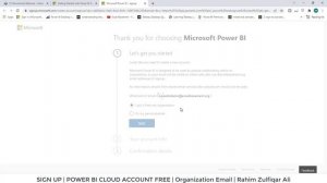 How to SIGN UP for FREE POWER BI Cloud Account with your organization email address ?