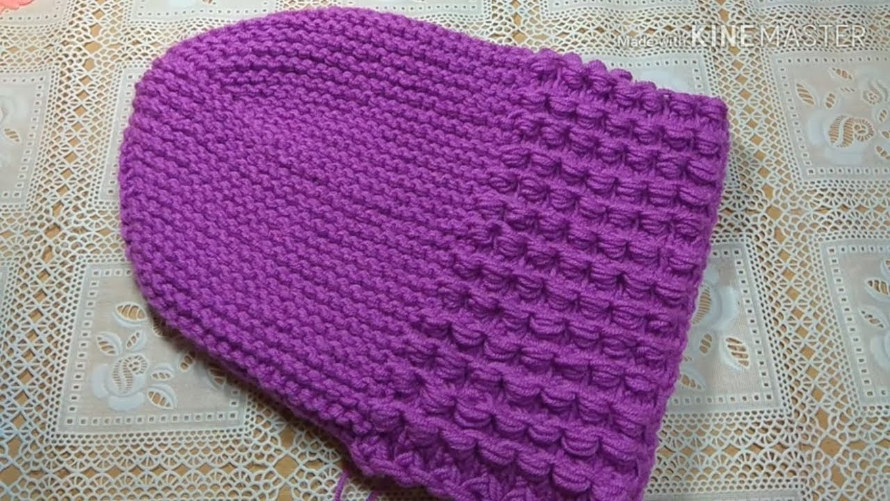 Шапка  спицами красивым узором и укороченными рядами.