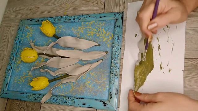 Мастер класс.Картины "Жёлтые тюльпаны", своими руками, легко и просто!!!?? смотреть онлайн
