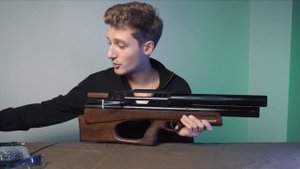 Пневматическая PCP винтовка Дубрава Лесник 450 мм BullPup (электрическая, 6.35 мм, орех)