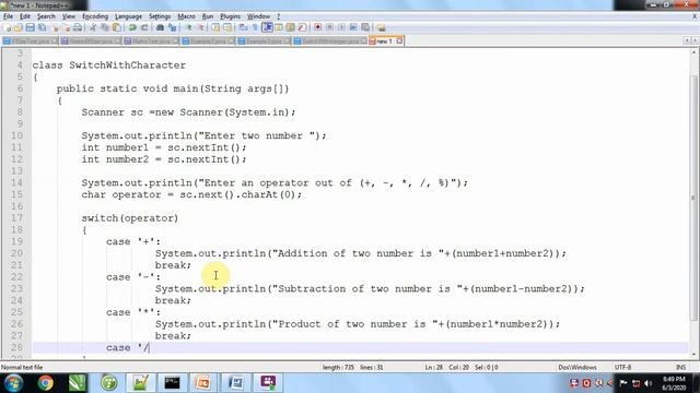 Part 2 Switch With Character in Java Programming