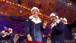 Выход сборной России на Олимпийский стадион в Сочи