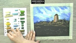 How to draw a landscape with a windmill with soft pastels  ? Landscapes