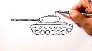 How to draw a tank M26 Pershing | WW2 Tank drawing