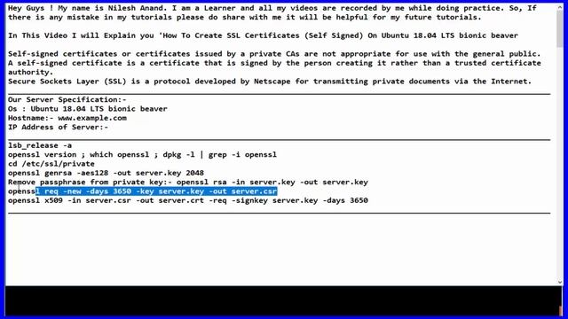 How To Create SSL Certificates Self Signed On Ubuntu 18.04 LTS bionic beaver смотреть онлайн