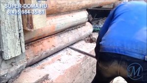 Замена венца дома (подъём дома)