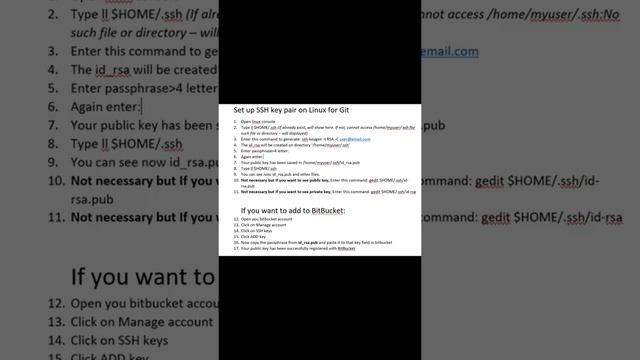 SSH - generate SSH key pair on Linux - git - BitBucket