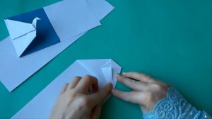 ОТКРЫТКА с журавликом оригами. как сделать открытку с журавликом оригами.#оригамибум
