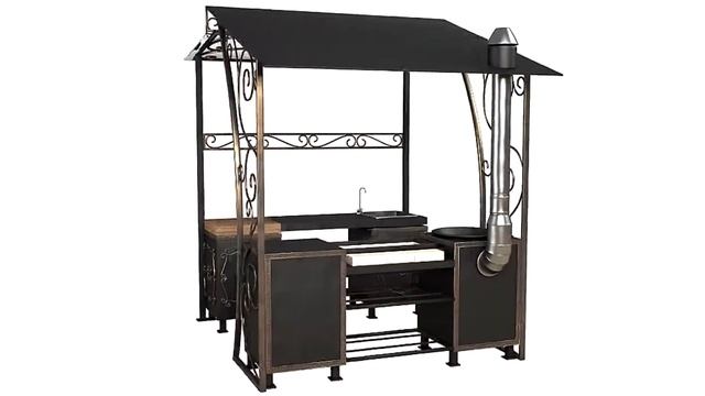 Беседка с мангалом Летняя кухня с мангалом _ 3D смотреть онлайн