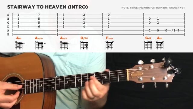 Learn the intro to "Stairway to Heaven" (guitar lesson w/ tabs) смотреть онлайн
