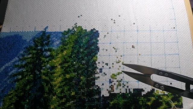 Вышивальные будни.Горное озеро.Готово 86%. #вышивкакрестом #crosstitch #вышивка #вышивкакрестиком