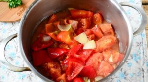 Томатный суп с перцем и рисом