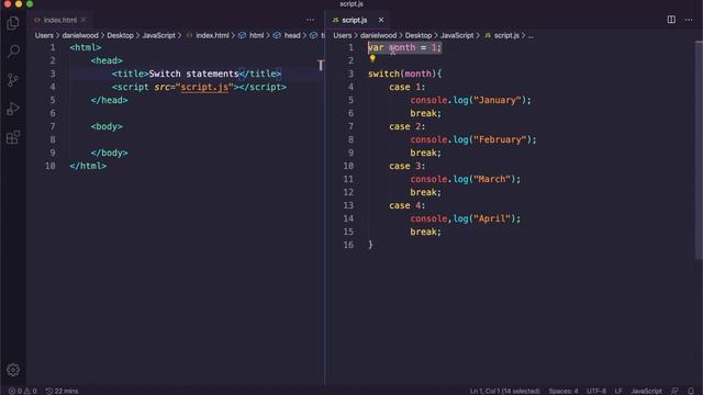 JavaScript 2021 Tutorial 18 - Switch statements