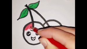 Как нарисовать вишню/ рисуем ягодки/ мультик раскраска для детей и для самых маленьких малышей