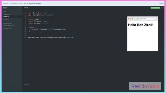 JSX to JavaScript and Back | React JS  Course for Beginners | React JS Tutorial | #revildo_code