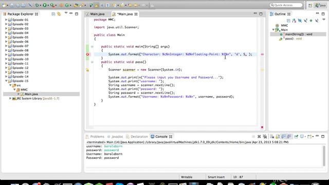 Java Tutorials: Episode 15 - Console I/O and Formatting смотреть онлайн