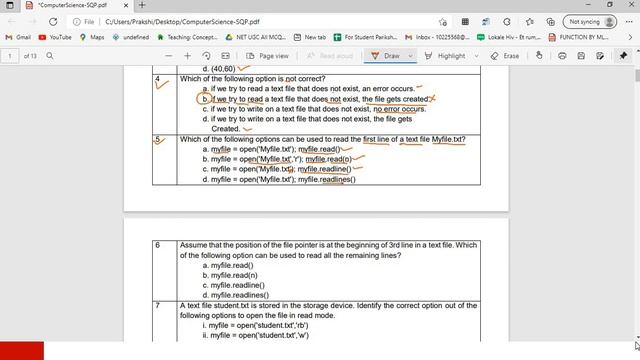Term -1 CBSE Sample Paper Class XII Computer Science with Python  | Python MCQ Class XII