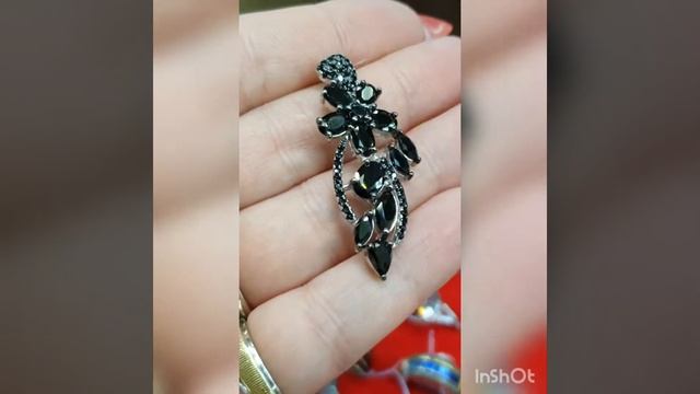 Подвеска с чёрными фианитами. Серебро 925 смотреть онлайн