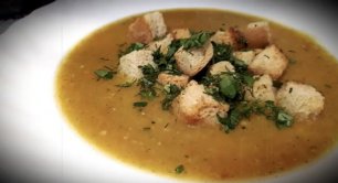 Гороховый Суп (постный) с Итальянскими Чесночными Сухариками &Pea soup (lean) with Italian Croutons.