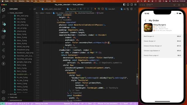 #11 Enhancing My Cart & My Order Placement UI | Food Delivery App Tutorial | Flutter & Dart