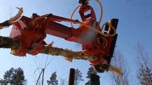 Naarva S23 harvester and firewood processor splitting firewood
