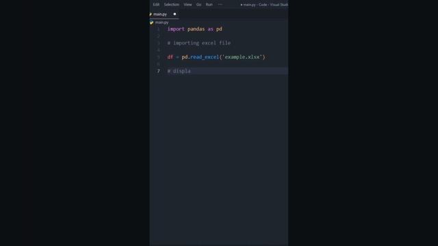 I import Excel file with pandas and display it to Console in 4sec using Python | #python #code #fyp