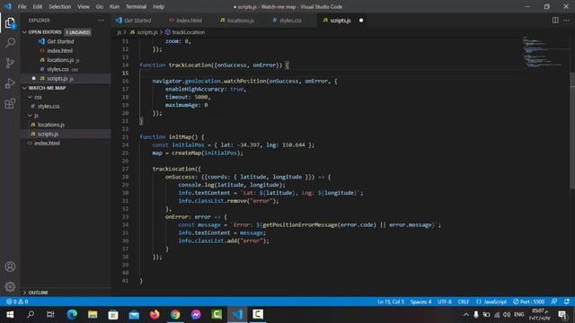 Geolocation API Enhanced - Watch Me Map JS Project