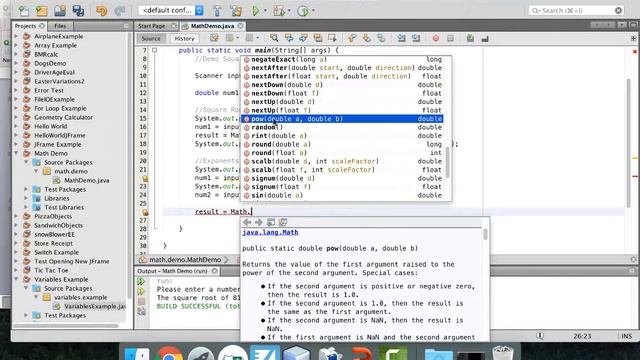 Math Functions in Java