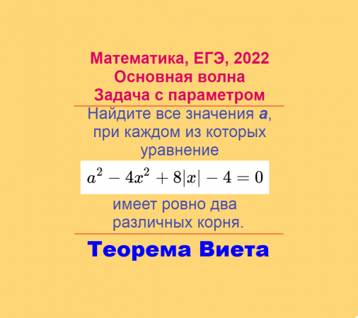 Параметр, Математика, ЕГЭ 2022, Основная волна, Задача 2, Теорема Виета