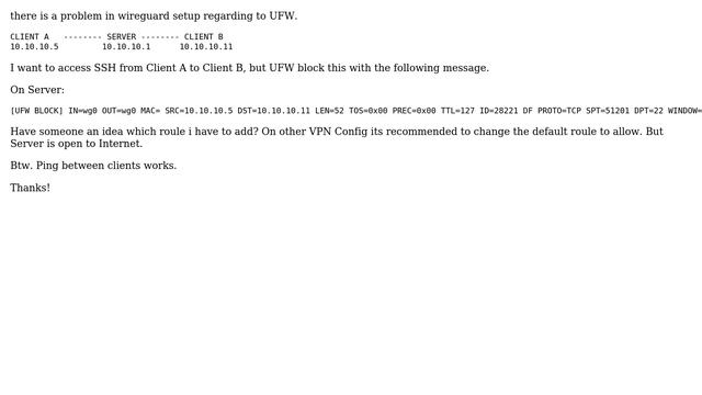 Wireguard Access between clients - UFW block смотреть онлайн