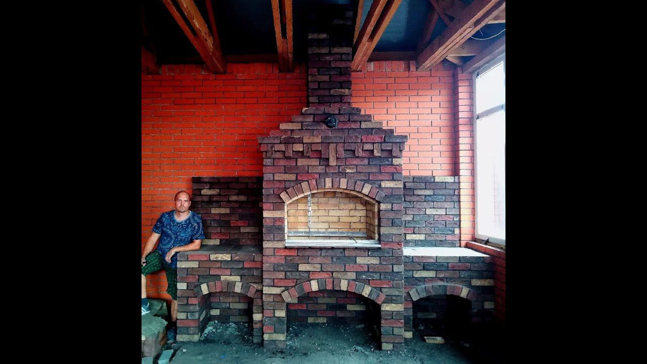Мангал из кирпича с 2 столами и 4 арками, подробная поряядовка смотреть онлайн