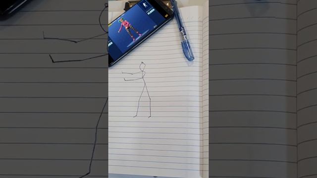 Stickman starts Floss Dancing in tune with Fortnite characters. Drawn by Pen.