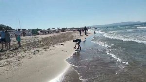 Анапа. Ветренно но тёпленько! Море похолодало. Пляж Олимп Джемете. 19 сентября 2023. 10.00 утра.