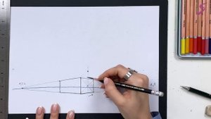 Рисование. Линейная перспектива. Скатная крыша. Построение