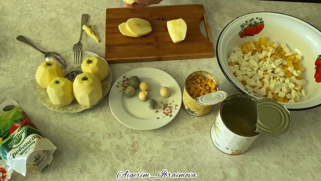 “Ананас” салаты. Өте тез әрі жеңіл салаттардың бірі.Қазақша рецепт. смотреть онлайн