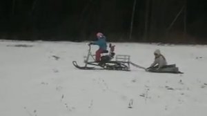 Мотобуксировщик мухтар ирбис с санями